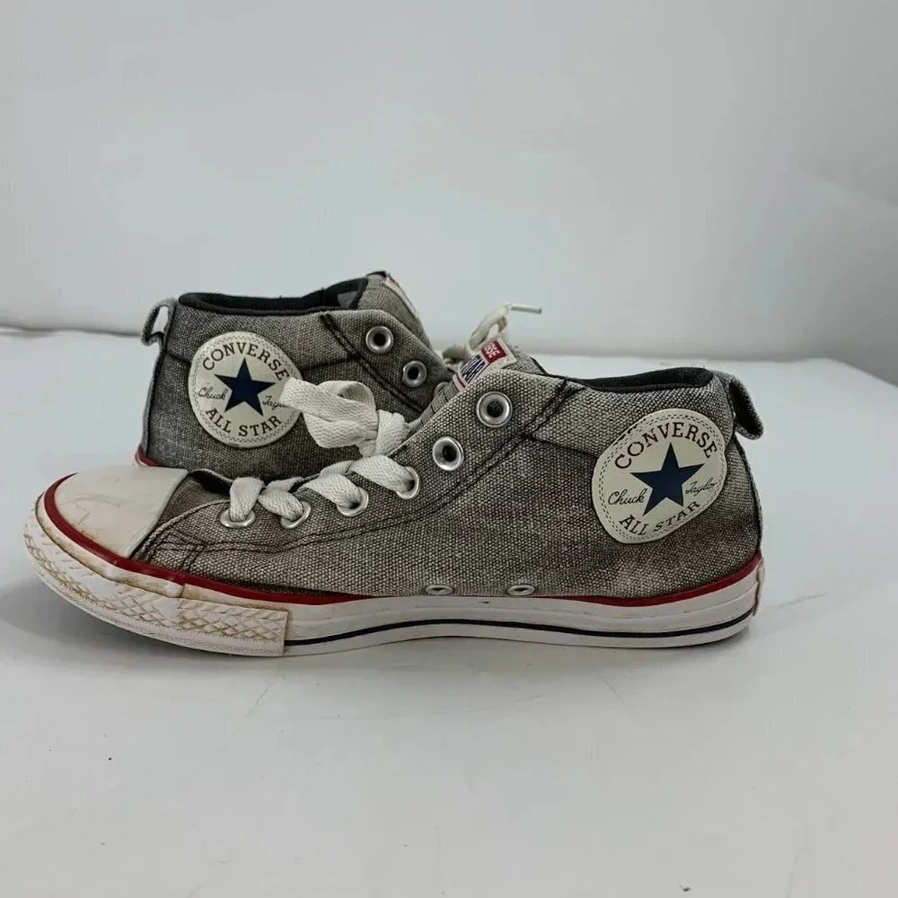 Converse Kids Chuck Taylor All Star Gray 651818F Mid Top Lace Up Sneakers Size 5